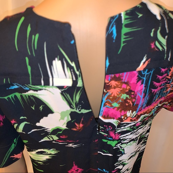 BALENCIAGA size 38 bold neon nature scene on black BLOUSE - Picture 7 of 13